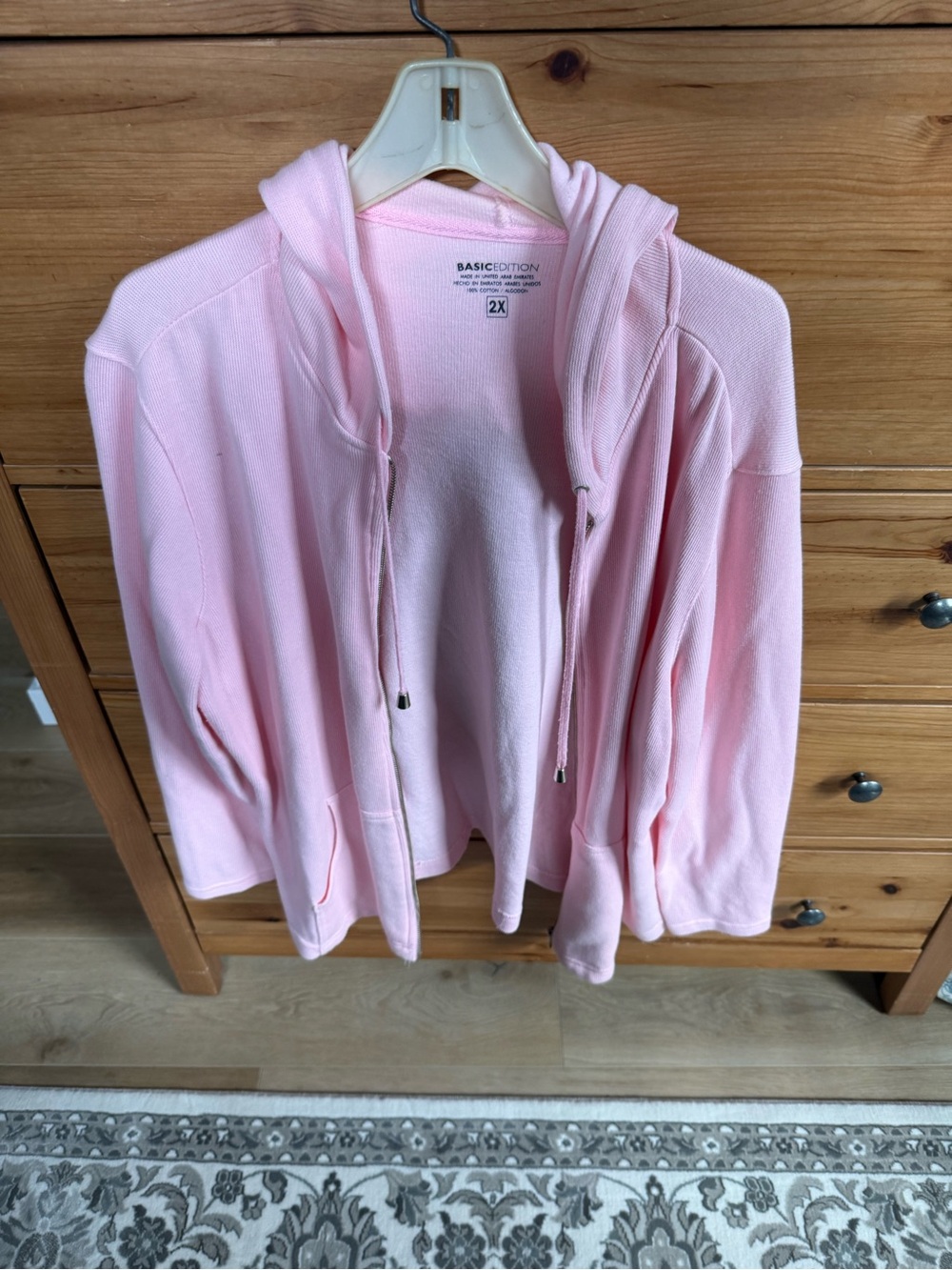 Basic Editions Pale Pink Cotton Hoodie Jacket